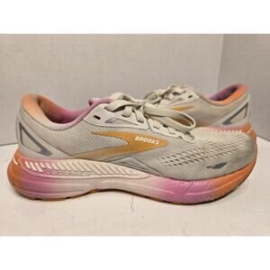 Brooks Adrenaline GTS 23 Womens Size 7 Beige Pink Running Shoes Sneakers